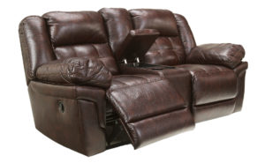 Mahogany Double Reclining Loveseat with Console and Power