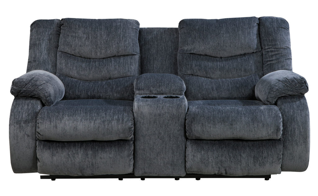 Benchcraft Garek Double Reclining Loveseat with Console - Blue