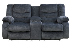 Benchcraft Garek Double Reclining Loveseat with Console - Blue