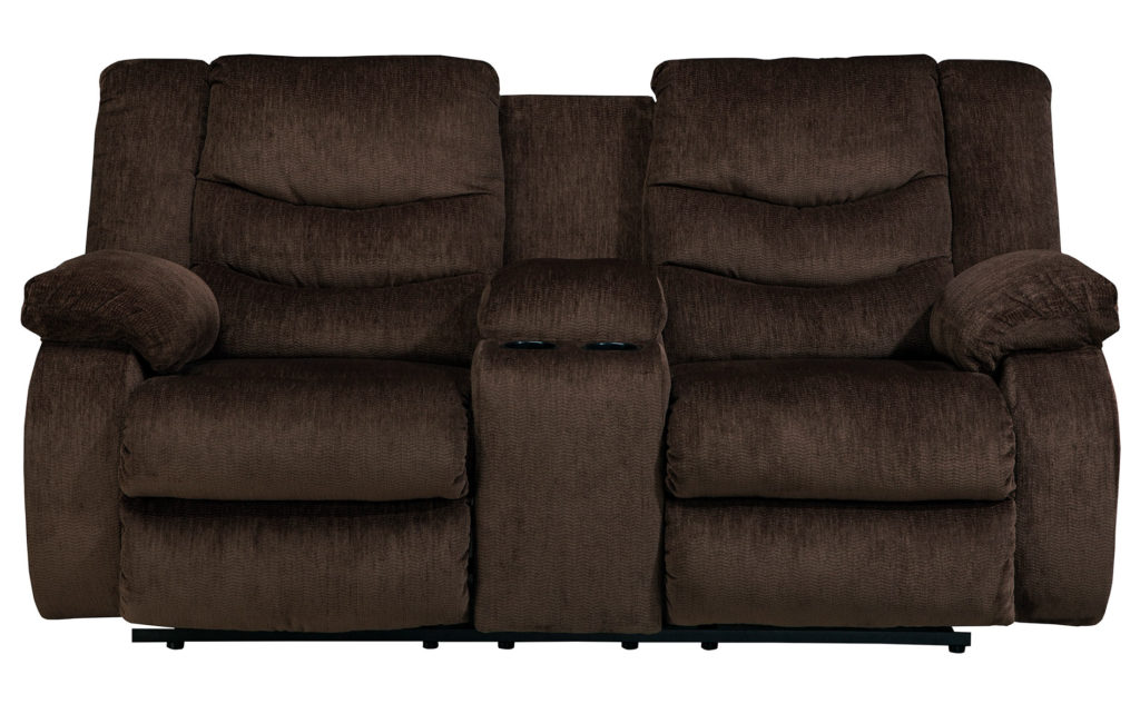 Benchcraft Garek Double Reclining Loveseat with Console - Cocoa