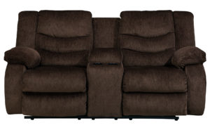 Benchcraft Garek Double Reclining Loveseat with Console - Cocoa