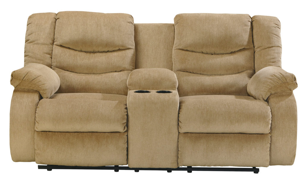 Benchcraft Garek Double Reclining Loveseat with Console - Sand