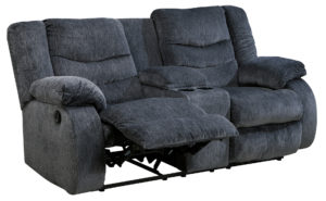 Benchcraft Garek Double Reclining Loveseat with Console and Power - Blue