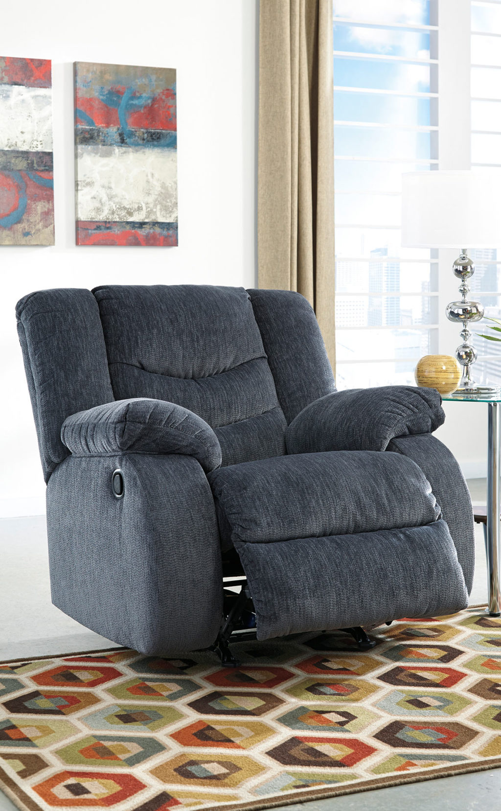 Benchcraft Garek Rocker Recliner with Power - Blue